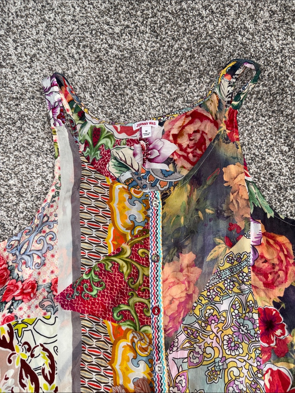 Johnny Was Women's Silk Patchwork-Print MIDI Slip Dress Size M - Picture 3 of 6